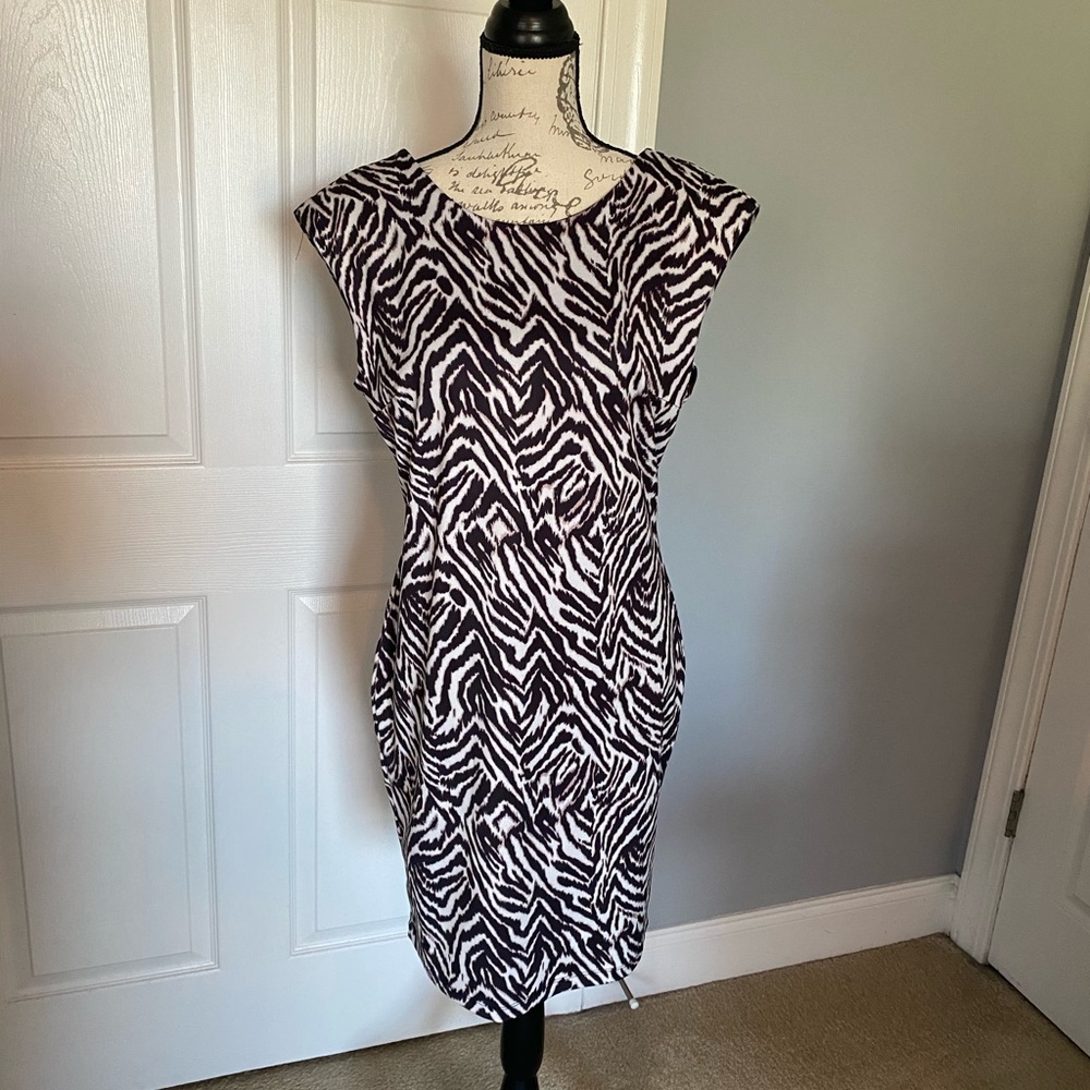 H&M Sleeveless Brown Tiger print Dress, Large